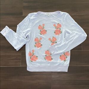 Wildfox Roses Cozy Sweatshirt in Sky Blue